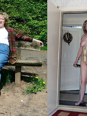 mature mom dressed undressed posing unfurnished